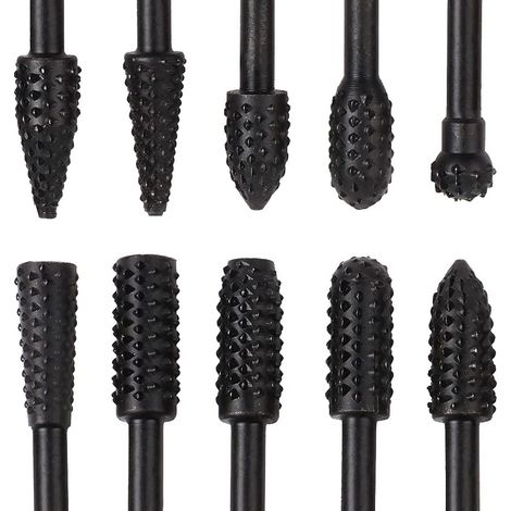 MINKUROW 10 Pezzi Di Frese In Metallo Nero 6,3 Mm 1/4 Di Acciaio Antiruggine In Carburo Di Tungsteno Set Di Punte Da Trapano Per Raspa Frese Rotanti In Strumenti Per La Lavorazione Del Legno Dremel In (1/5)
