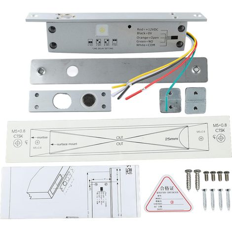 Serrure à Pêne électrique DC 12V 5 Lignes - Serrure de Porte à Pêne Dormant étroit avec Affichage LED temporisé pour Contrôle D'accès à L'entrée de Porte (Déverrouillage hors tension) (1/5)