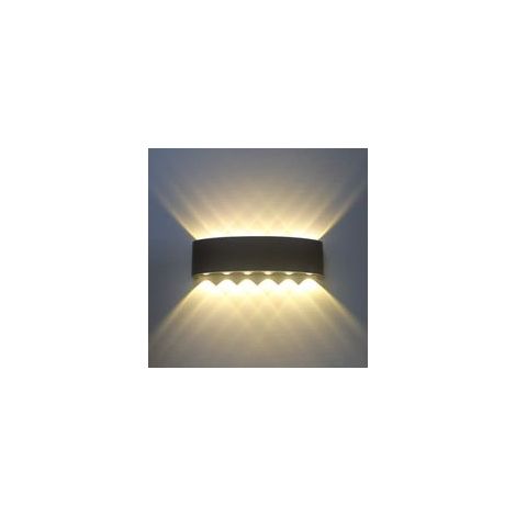 Applique murale intérieure LED 12W noire, aluminium, spot haut/bas, blanc chaud – (1/2)