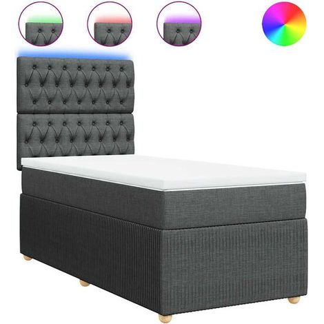 Cadre de lit en tissu, matelas inclus, gris foncé, 80 x 200 cm (1/5)