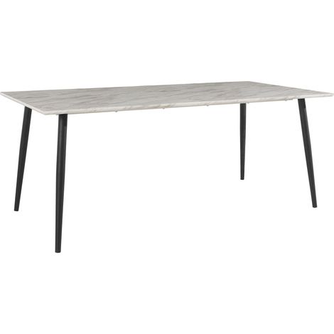 Mimmi-Table de salle à manger 120x80 cm aspect marbre Pieds noirs