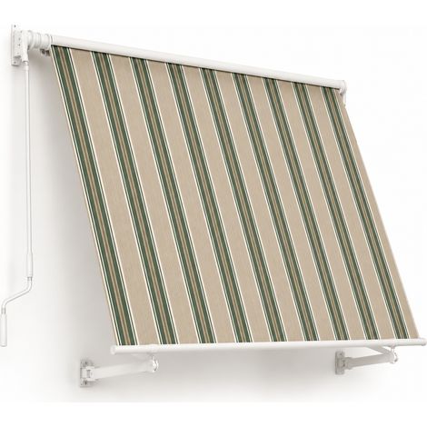 Tenda Da Sole Avvolgibile Con Struttura In Alluminio E Tessuto Resistente 280G Protezione UV Per Balcone Veranda Terrazza E Aree Esterne 295x250x50 Cm Beige E Verde (1/5)