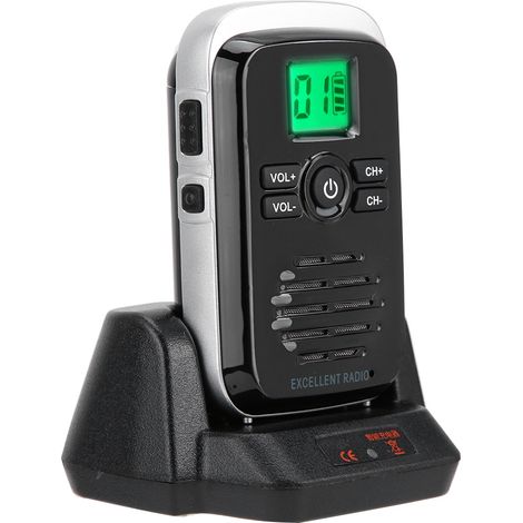 Q3 Funk-FM-Walkie-Talkie, ABS-Mini, 110–240 V, 400–470 MHz, wasserdicht, ultradünn, Zwei-Wege-Funkgerät, Schwarz, EU-Stecker (1/5)