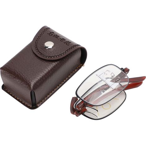Lunettes de lecture anti-lumière bleue multifocales pliables pour presbytes, fatigue visuelle réduite (Monture marron clair +350) (1/5)