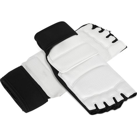 2 pièces Protège-pieds Taekwondo Boxe Protection Cheville Adulte Enfant Kickboxing Salle Entraînement Noir et Blanc S (1/5)