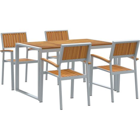 Maison Exclusive - Garten Essgruppe 5 pcs Grau Massivholz Akazie