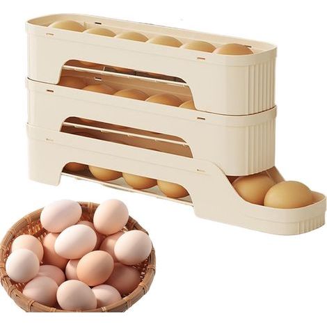 Organisateur d'œufs – Distributeur automatique d'œufs, ventilé, organiseurs de cuisine multicouches et stockage, fournitures de cuisson pour comptoir, porte de réfrigérateur (1/5)