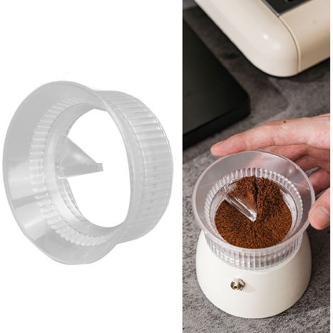 Distributeur de poudre pour cafetière Moka, anneau doseur pour cafetière, dispositif anti-remplissage de poudre, équipement universel pour café à simple et double valve, transparent - pour 6 personnes (1/5)