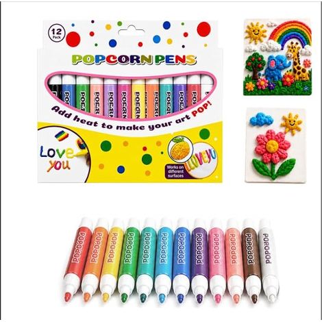 Stylos à Pop-Corn Gonflés 3D, 2027 Nouveau Stylo Pop Corn, 1 Ensemble De 12 Pièces, Cartes De Vœux, Créatifs Pour Les Cartes Et Dessins Décoratifs (1/5)