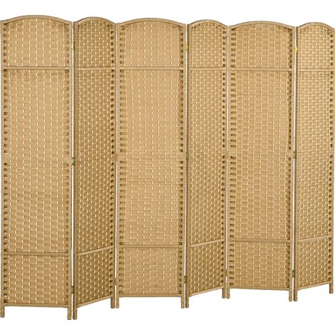 Faltbarer 6-Panel-Raumteiler aus Polypropylen in Naturholzoptik 240 x 170 cm (1/4)