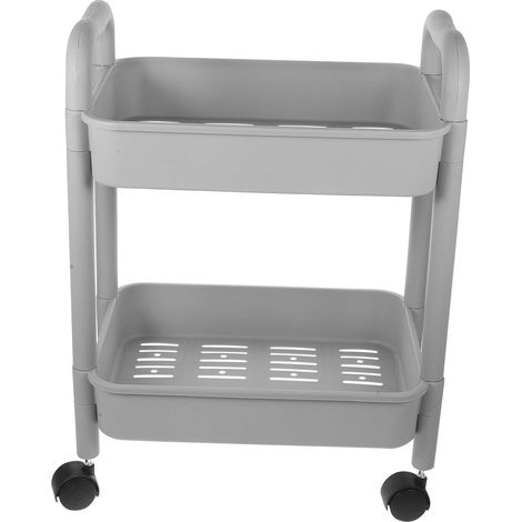 Chariot de rangement mobile avec roues, chariot roulant à 2 niveaux en matériau PP, chariot compact pour la cuisine et la salle de bain, aide à l'organisation polyvalente pour la maison (1/5)