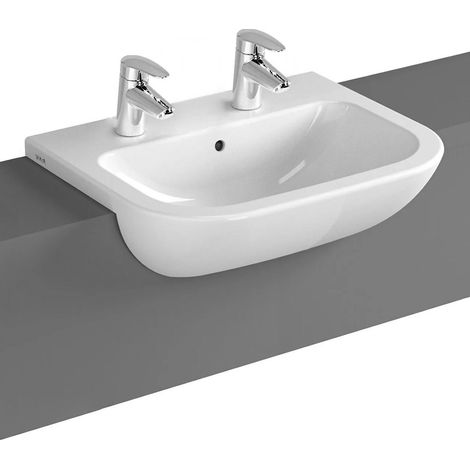 Vitra S20 Semi Recessed Basin 550mm Wide 2 Tap Hole
