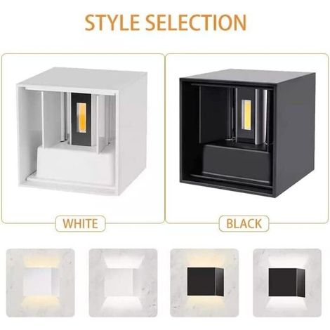Applique murale carrée LED intérieure, moderne, dimmable, lumière chaude, coque blanche, 10x10x5 cm (1/4)