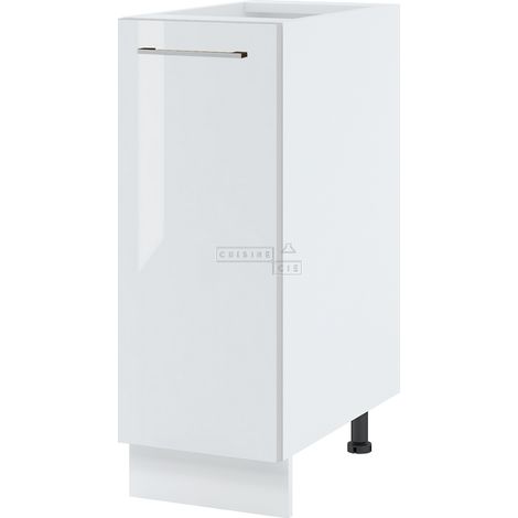 Meuble bas de cuisine Bellissi Blanc Brillant 1 porte L 30 cm -  Porte avec poignée apparente  White