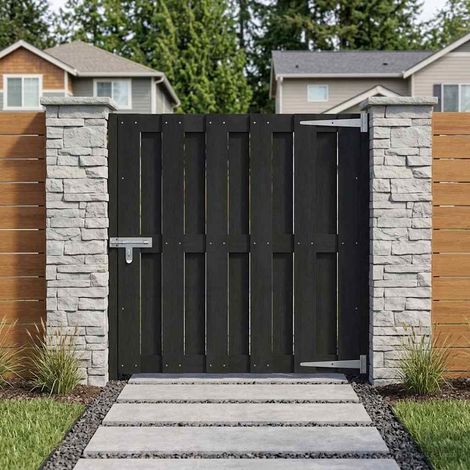 vidaXL Porte de Jardin 100 x 100 cm WPC et Aluminium Noir (1/5)
