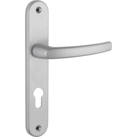 1 - Poignée De Porte - Alliage Fondu - Trou De Cylindre - Carré 7 Mm - Entraxe 195 Mm - Pour Porte D&39Entrée - Argenté (1/4)
