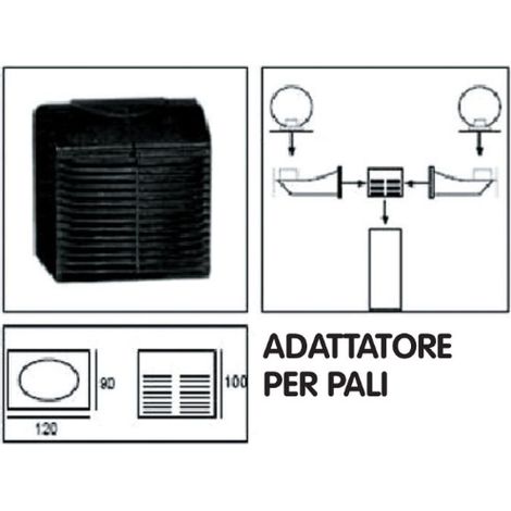 Adaptateur de connexion A  2 bras pour lampadaires poteaux en rA sine antichoc noire