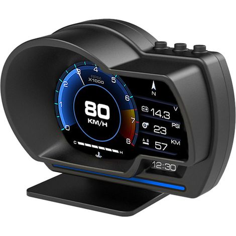 Afficheur Tête Haute OBD2+GPS Compteur de Vitesse Intelligent HUD avec Turbo, Régime Moteur et Alarme pour Voiture et Camion (1/5)