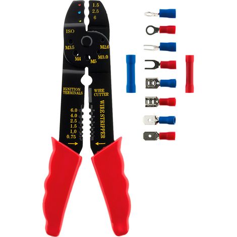 Zenitech – Lot de 50 cosses assorties avec pince à sertir – Embouts isolés pour section câble 1.5 à 2.5mm² – Fixation raccord rapide – Connexions électriques fiables