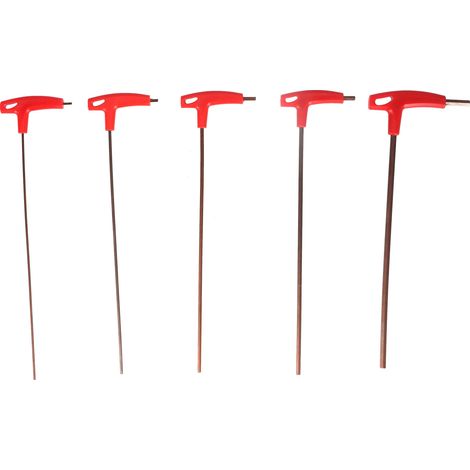 5 Clés Allen T Manche S2 Acier Allié Tête Plate Outils de Serrage Réparation Mécanique (1/5)