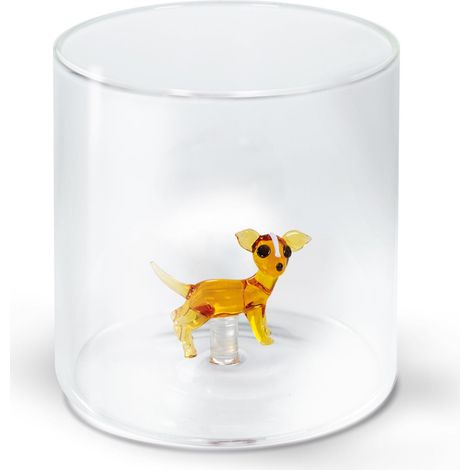 WD LifeStyle Bicchiere Vetro Borosilicato Cc 250 ml Decoro Chihuahua