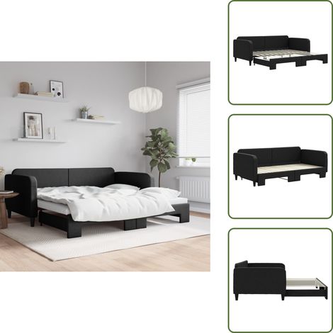 Sofá cama negro - vidaXL Sofá cama nido tela negro 100x200 cm - Sofá cama para salón