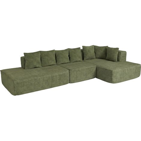 [NEUWERTIG] Sofa-Garnitur HHG-738, L-Sofa Couch Loungesofa, Stoff Chenille (270 g/m²) Liegefläche rechts 60x310x150cm grün (1/5)