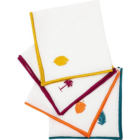 Lot de 4 serviettes de table brodées Blanc 40x40 cm (1/5)
