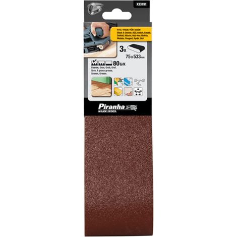 PIRANHA BLACK&DECKER 3 NASTRI ABRASIVI 75X533 GR. 80