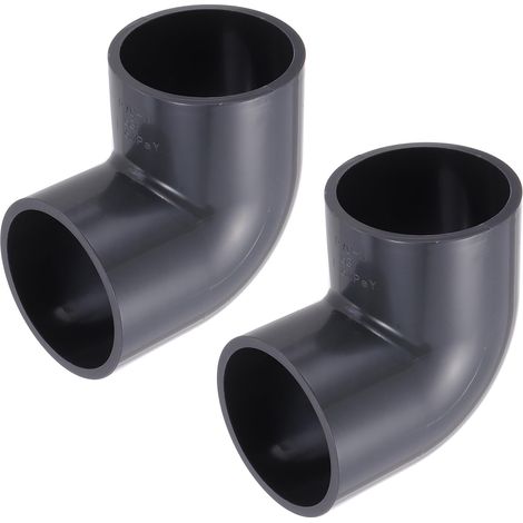 2 pièces Coudé 90 degrés 3" diamètre extérieur PVC plastique gris (1/5)