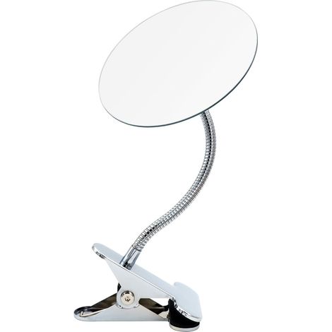 RIDDER - Specchio da trucco, con morsetto, cromato, con ingrandimento 5x, flessibile, moderno e funzionale, circa 15 x 39 cm
