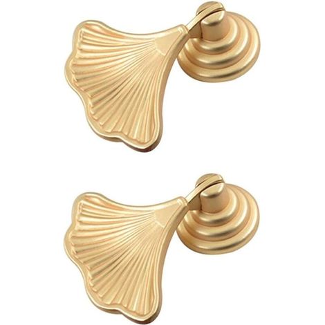Ensemble de 2 poignées de porte de placard en forme de feuille de ginkgo pour la cuisine et la salle de bain (1/4)
