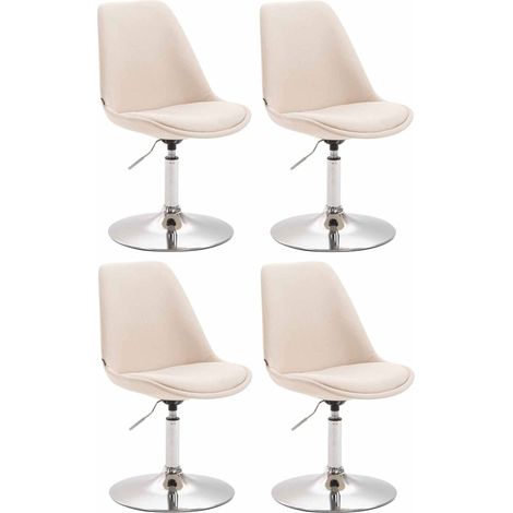 Conjunto de 4 sillas de comedor giratorias con altura regulable tapizado en tela color crema y patas de trompeta de metal cromado 100008532 (1/4)