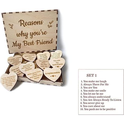 Boîte Cadeau Bois Personnalisée Gravée Cœur - Idée Cadeau Unique pour Meilleure Amie - Coffret Bois Amitié (1/5)