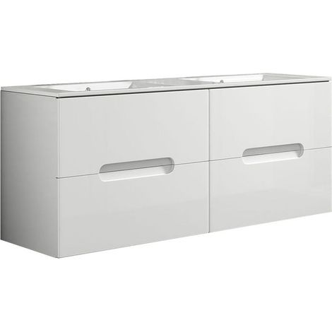 Kibath Mueble de baño con Lavabo VICTORIA 120x45 cm acabado BLANCO mate 2 cajones suspendido (1/5)