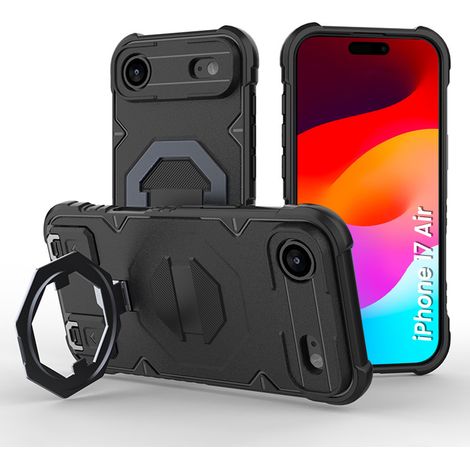 Coque Air Armor pour iPhone, compatible MagSafe, avec support, noire (1/5)