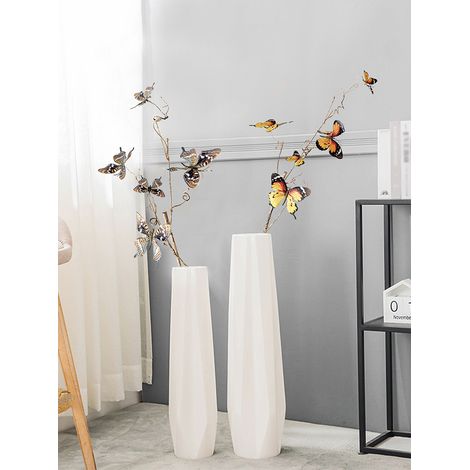 Branche d'arbre artificielle noire, branche fanée et papillon / tissu de soie, fil de fer / 80 cm / (4072, (1/5)