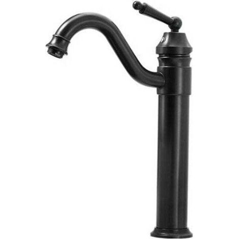 Mitigeur Lavabo Haut Noir Mat Sans Vidage Ortviai (1/4)