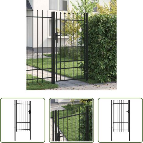 vidaXL Stahl - Zauntor Boxtel Einzeltür mit Dornenaufsatz Stahl 1 x 1,75 m Schwarz (1/5)