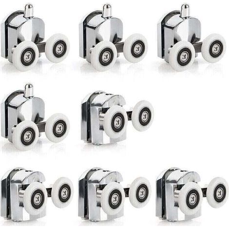 BUNTHAUS 8 Rollen für Duschschiebetüren, Zinklegierung, Rollen für Duschschiebetüren, 23 mm Durchmesser, Zwillingsräder, Ersatz für Badezimmer (1/5)