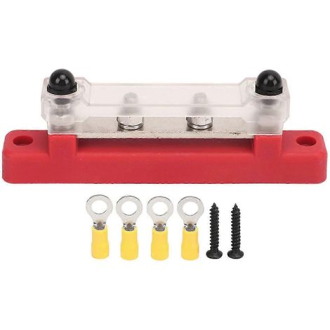 Bloc de distribution électrique à 4 bornes 12 à 48 V 150 A, antirouille, compatible avec voitures, camions, camping-cars, bateaux, équipements industriels, rouge (1/2)