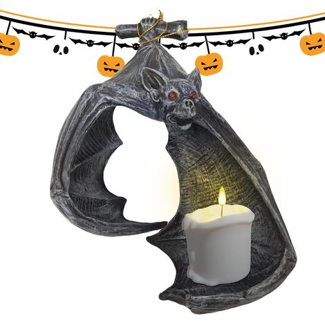 Bougeoir gothique chauve-souris – Applique murale gothique – Photophore mural chauve-souris, bougie chauffe-plat, décorations d'Halloween pour la maison (1/5)