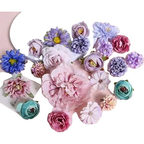 Fiori artificiali, rose di seta, decorazioni per la casa, 21 pezzi viola (1/2)