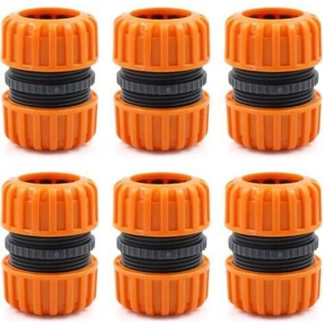 Kit de réparation de tuyau d'arrosage - 6 pièces pour raccorder 19 mm (3/4"), pour un raccordement facile et rapide ou un tuyau de réparation sans outils, jaune (1/5)