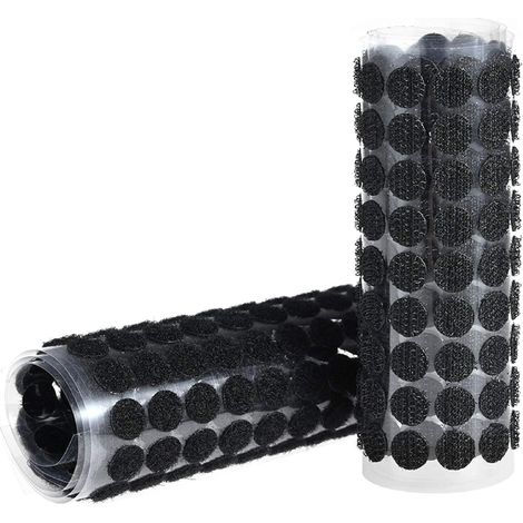 Filiyano – support adhésif – Autocollants ronds noirs avec Velcro, 500 paires de cercles de 10 mm avec support adhésif (1/5)
