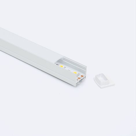 Profilo in Alluminio da Superficie con Coperchio Continuo per Striscia LED fino a 13 mm Bianco traslucido Bianco 2 m (1/5)