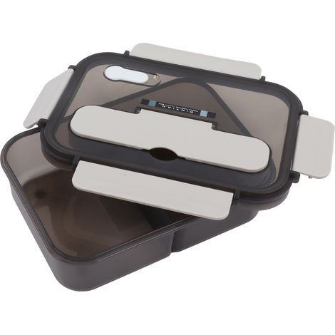 Boîte à bento à 2 compartiments, grande capacité (1100 ml), blanche, idéale pour les étudiants, les travailleurs, la maison, l'école et le bureau. (1/5)