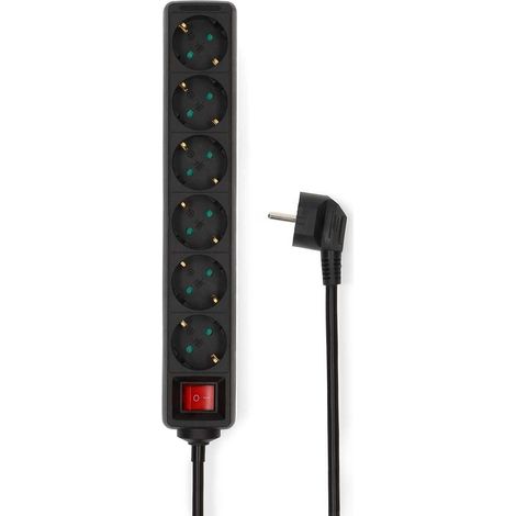 Nedis Esoc615f2bk Steckdosenleiste 6 Steckdosen schwarz 1,5 m