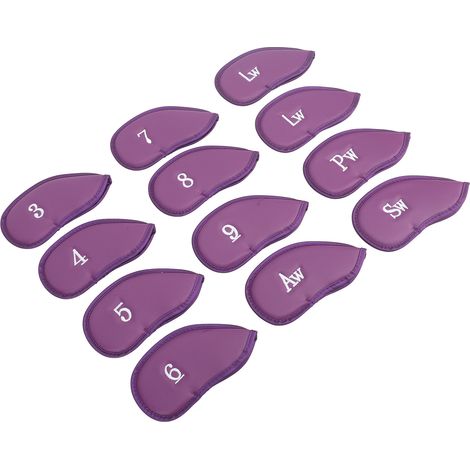 Protège-fers de golf 12 pièces avec numéros, souple et protecteur, pour l'entraînement au fer, violet (1/5)
