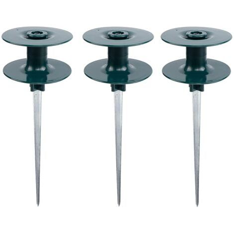 Lot de 3 guides de tuyau d'arrosage, en zinc antirouille robuste avec piquet en métal vert foncé pour arrosage, guides de tuyaux d'eau, guide sur piquet en zinc (1/5)